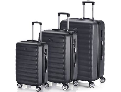 Conjunto 3 Malas de Viagem ITACA Rígida e Extensivel (35/70/100 L - Preto)
