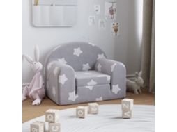 Vidaxl Sofá-cama Infantil C/ Estrelas Pelúcia Macia Cinzento-claro