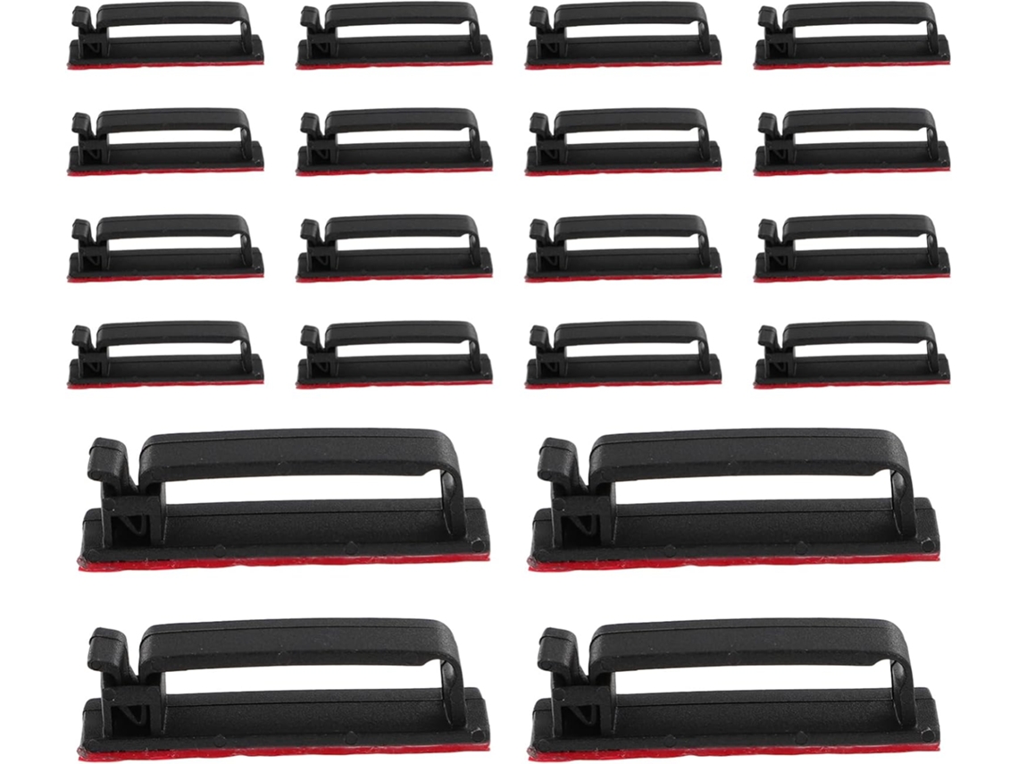 Conjunto De 25 Presilhas Adesivas De Plástico Acrílico Preto Para Organização De Cabos
