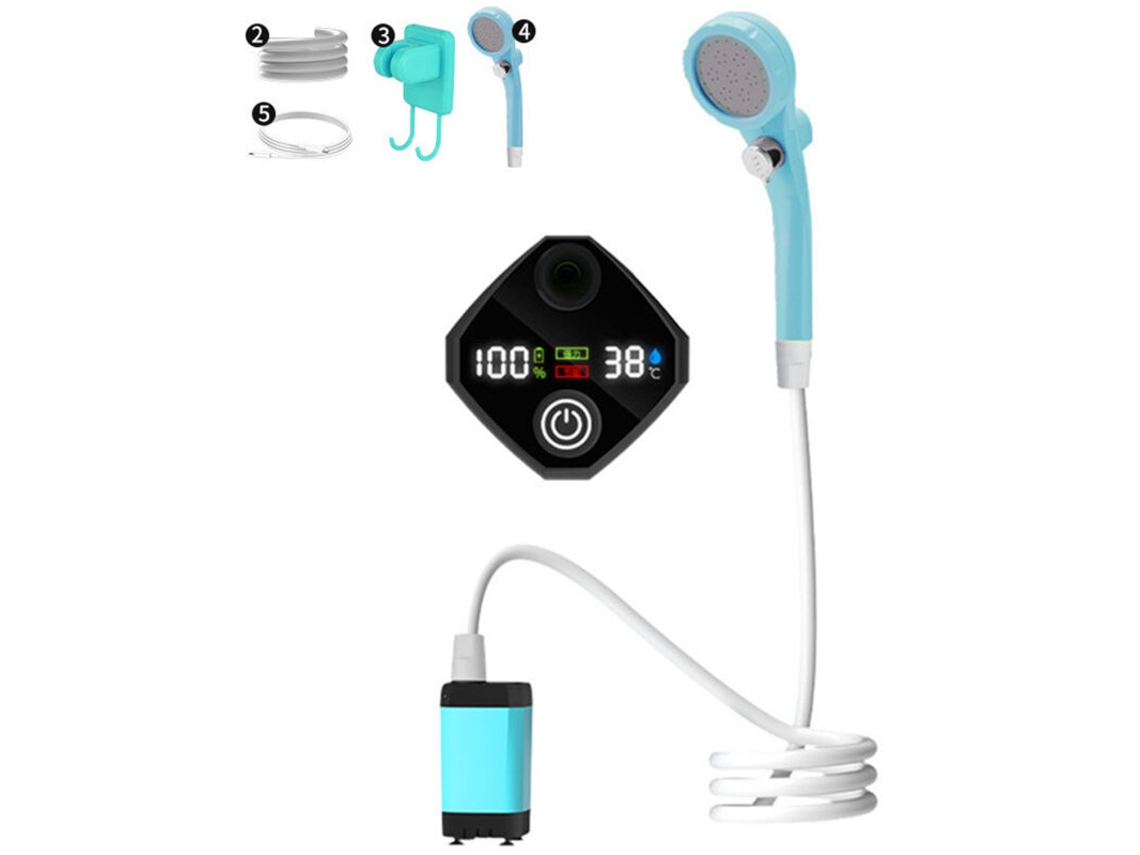 Bomba De Chuveiro Portátil Para Camping, Recarregável, Elétrica, Com Visor Digital Inteligente, 6000mah, Dubuns -aquaforge