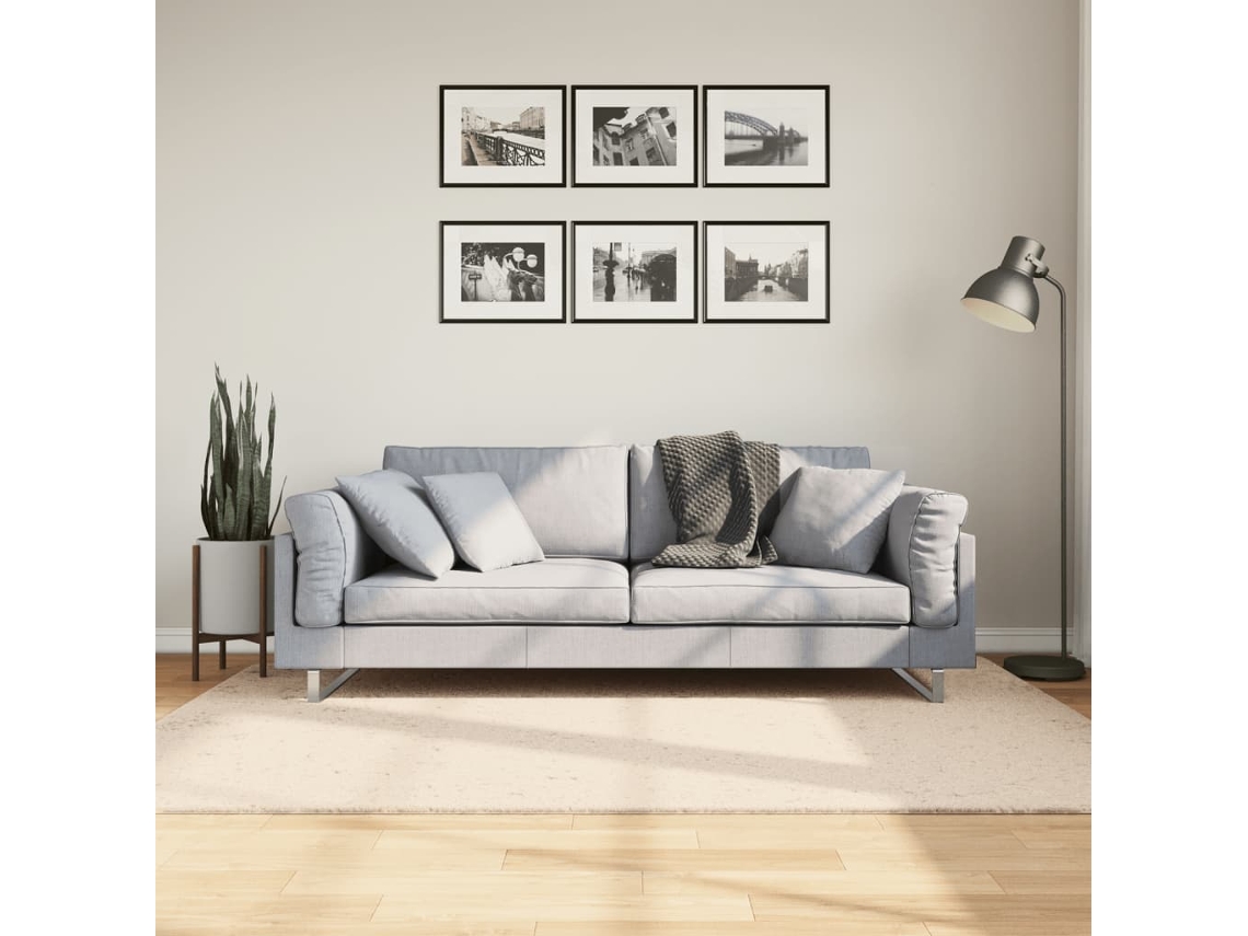 Vidaxl Tapete Pelo Curto Macio E Lavável Huarte 140x200 Cm Bege