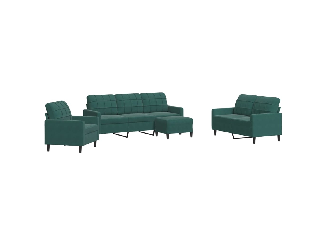 Sofa Set, Sofa Sets Vidaxl Verde Veludo (n/a)