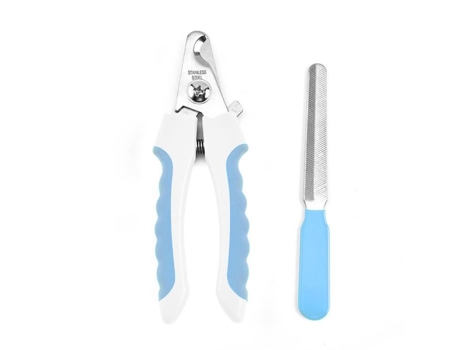 Cortador de unhas Yolistar azul e branco de aço inoxidável para cães e gatos 16 cm