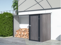 Abrigo para Lenha VENTE-UNIQUE.PT Dorwood (Cinzento e Castanho - Metal - 272x100x159 cm)