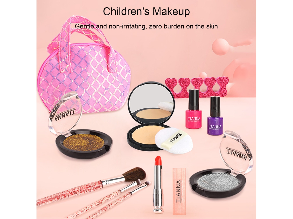 Kit De Maquiagem Para Meninas Lavável Seguro Com Estojo 12 Peças Presente De Aniversário Natal
