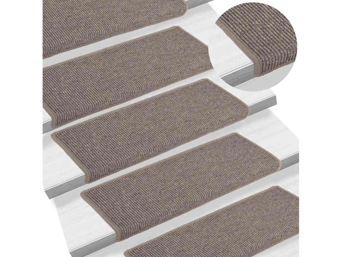 Vidaxl Tapetes De Escada 15 Peças 65x21x4 Cm Bege Escuro Com Borda Retangular