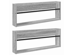 Vidaxl Estante De Revistas 2 Pcs Cinza Sonoma 80 X 12 X 30 Cm
