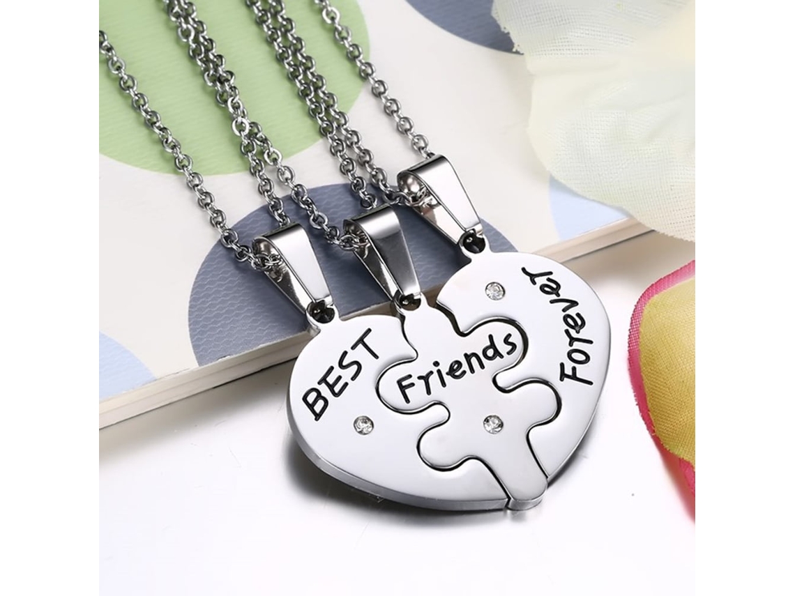 3 Collares De Acero Inoxidable Con Mensajes De Amistad Para Siempre.