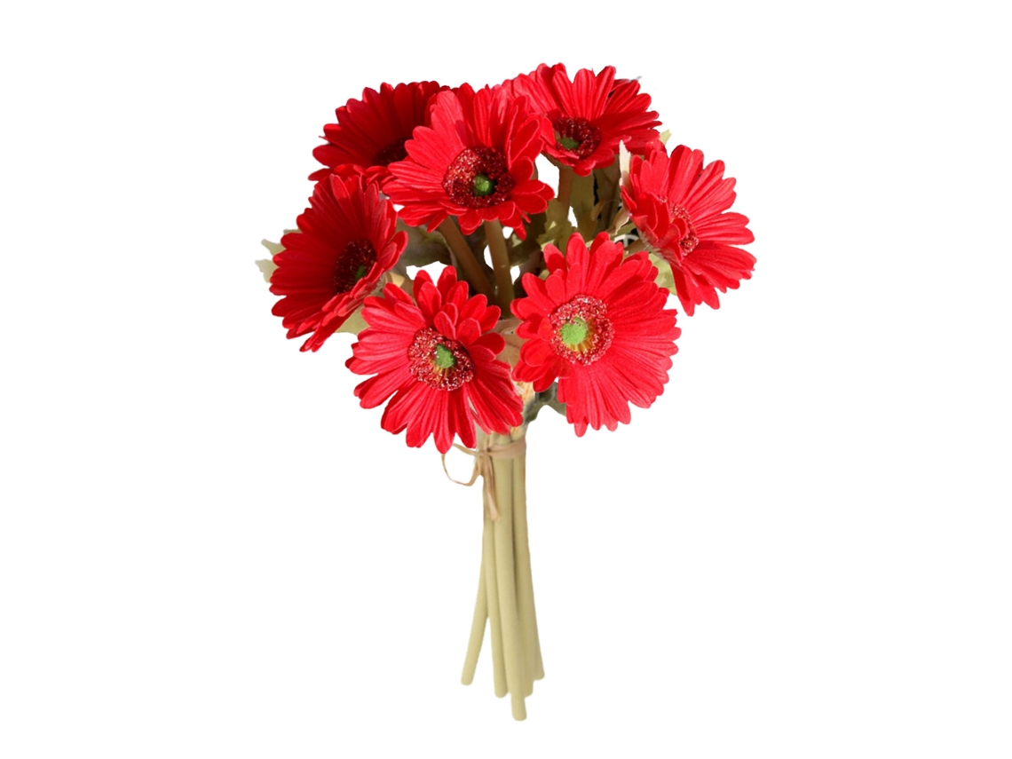 Buquê de Gerberas Falsas para Decoração Residencial e Casamento, Vermelho