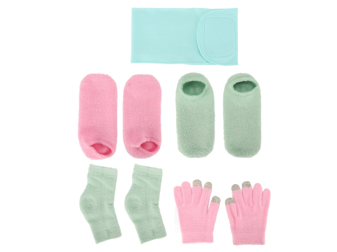 Kit De Luvas E Meias Hidratantes Em Gel Para Reparo De Pele Com Capa De Pescoço E Cotovelos