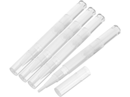 Aplicador de cutículas transparente recarregável em lata com 4 unidades para cuidados com as unhas.