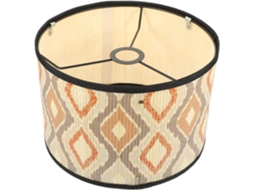 Luminária de Teto Decorativa em Bambu Estilo Boêmio, Cor Cáqui, com Estampa Luminosa. SFUSHOS