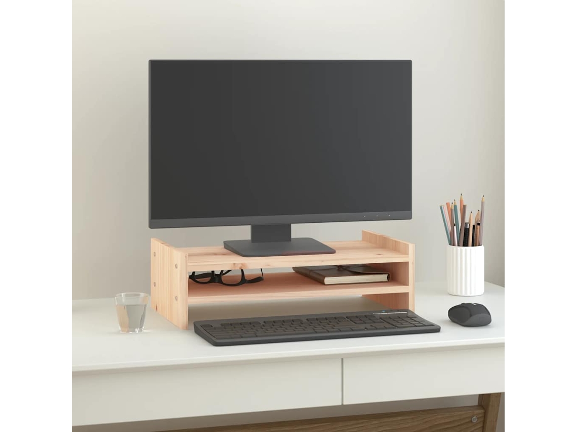 Vidaxl Suporte Para Monitor 50x27x15 Cm Madeira De Pinho Maciça