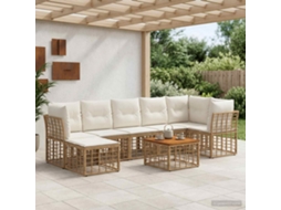 Vidaxl Conjunto De Sofás Para Exterior 8 Unid. Natural E Branco Creme