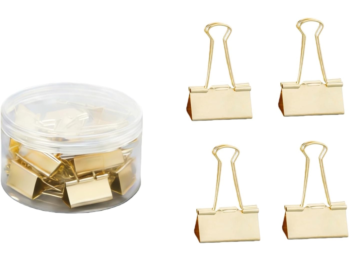 Gzbaby Conjunto de 24 Clipes Grandes para Massa, Clipes Grandes Dobráveis para Mesa, Escola, Loja, Casa, Dourado