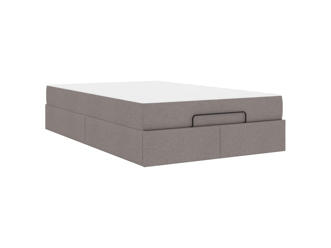 Conjunto de 2 Estruturas de Cama com Colchão Cinzento Acastanhado Tecido MAISON EXCLUSIVE