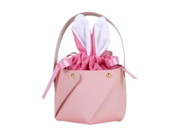 Bolsa De Doces De Páscoa Com Cordão E Alça, Coelho Bonito, Armazenamento Suave, Design Prático Rosa