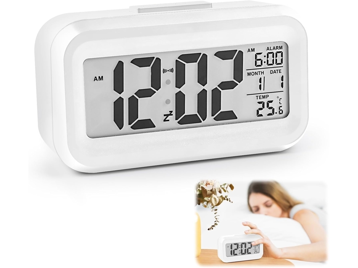 Despertador Digital Lcd Com Termómetro, Alimentado Por Bateria, Portátil Para Utilização Em Secretária/escritório/casa.