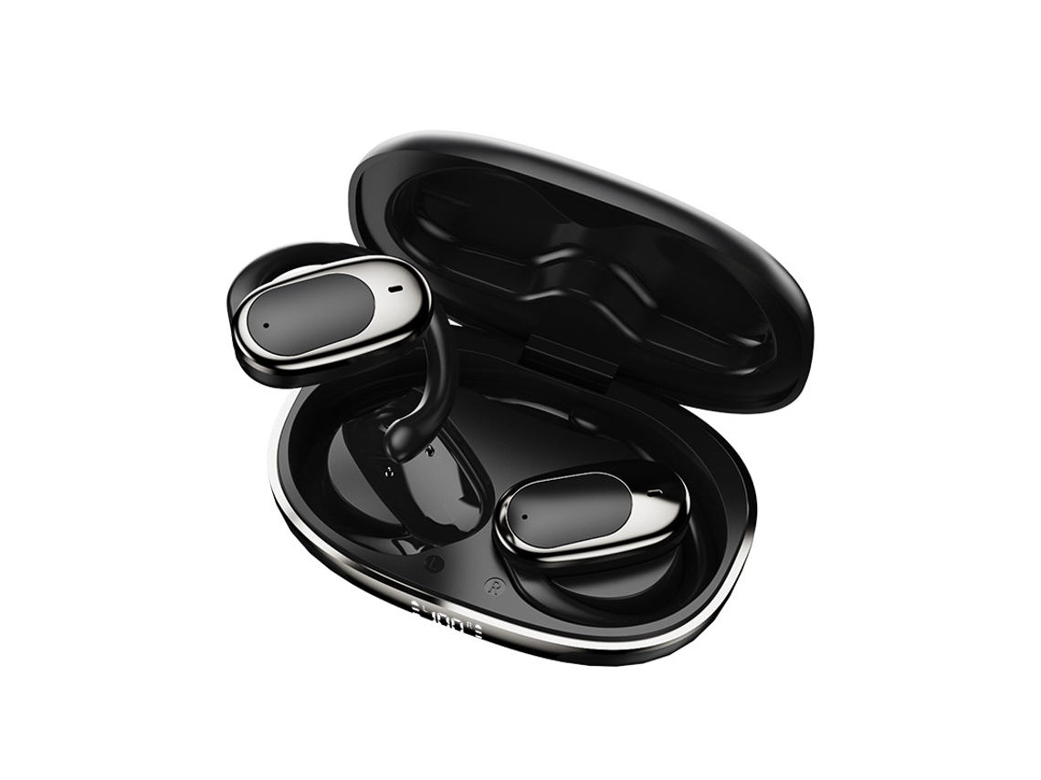 Fones Bluetooth ENC com cancelamento ruído. Gancho orelha TWS, bateria longa duração. Som alta qualidade.