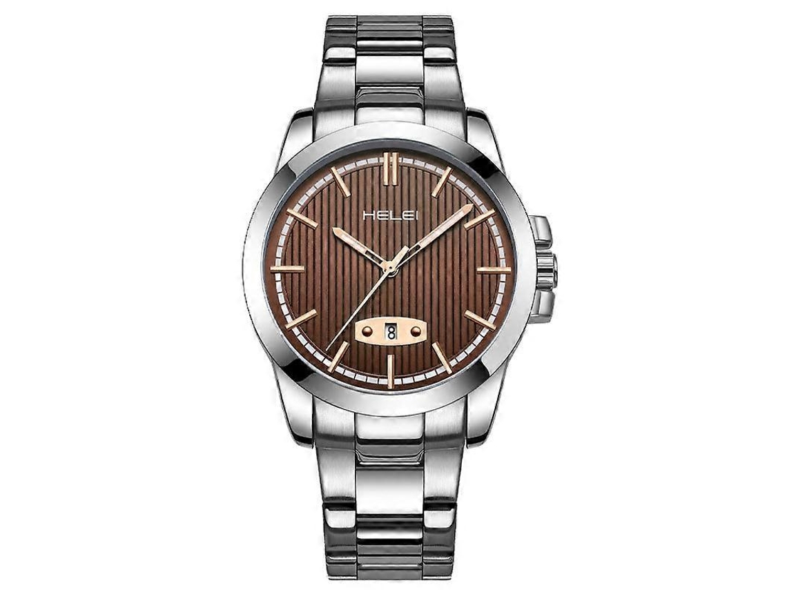 Relógio Masculino Helei H9026a-g À Prova D'água, Quartzo, Aço Inoxidável, Calendário, Mostrador Automático.