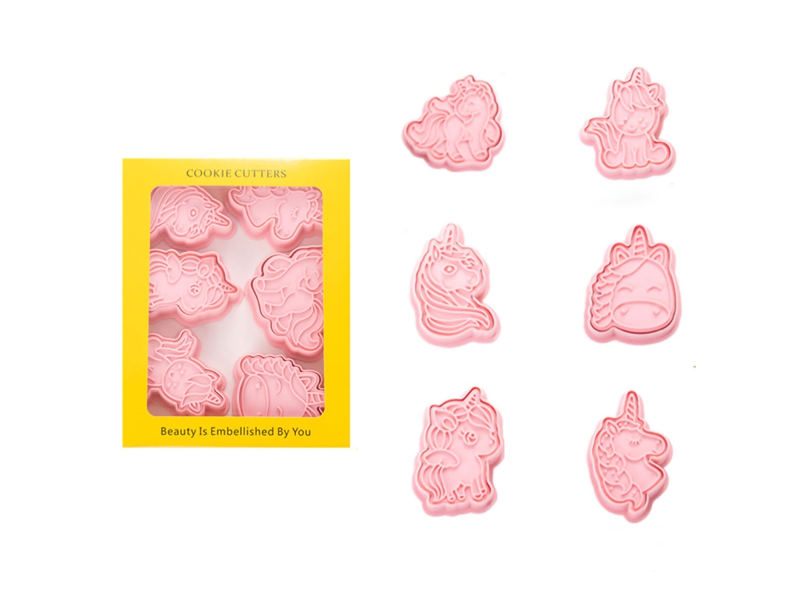 Molde De Biscoito Tridimensional Fofo Estilo Desenho Animado Atóxico Inodoro Molde De Chocolate Para Biscoitos Fondant Biscoitos Unicórnio A 6 Peças