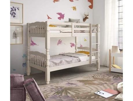 VENPRODIN Beliche Jovem Madeira Maciça Virada Branco + Colchões Viscoelásticos de 20 cm