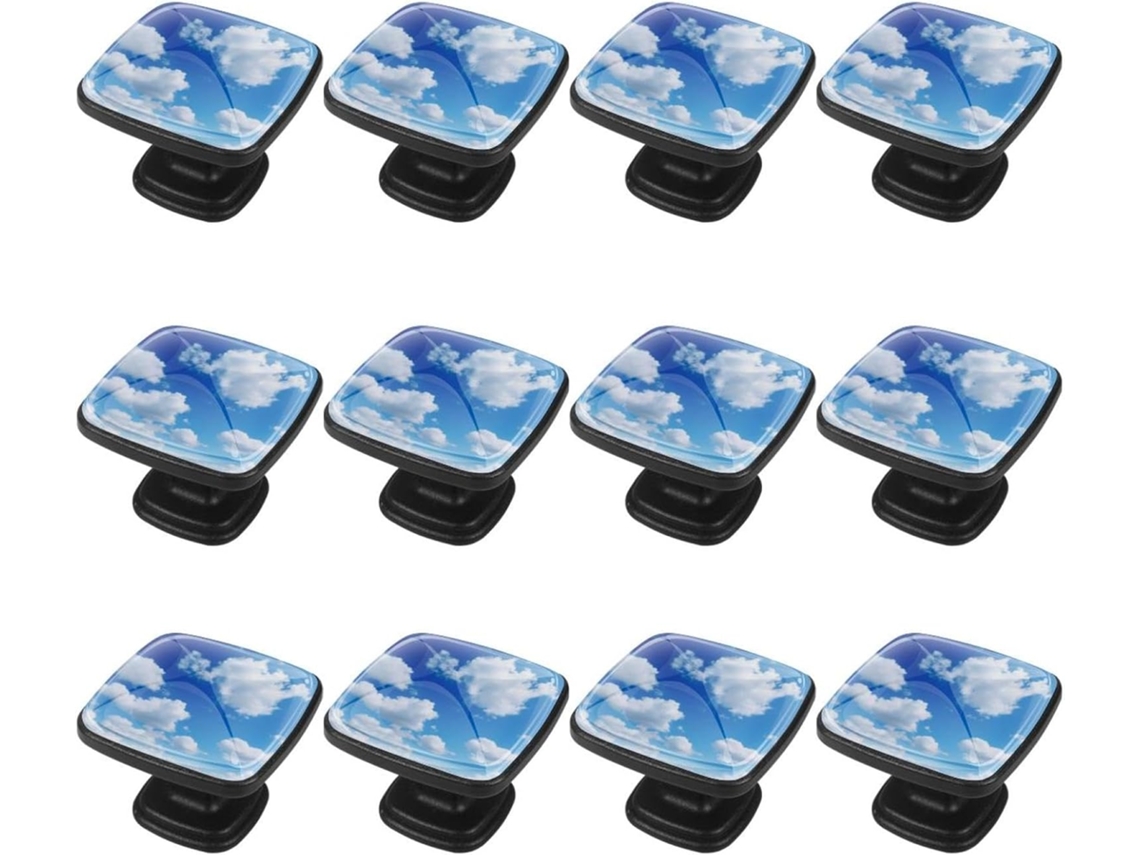 Puxadores Quadrados Para Armários De Cozinha, Puxadores Para Gavetas De Cômoda, 12 Peças, Céu Azul E Nuvens Brancas