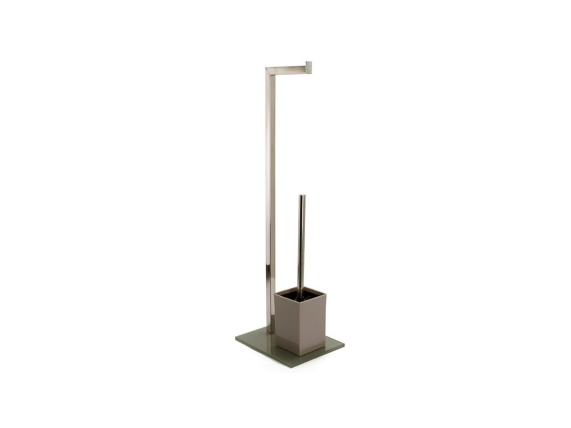 Porta-papel Higiênico Wellhome Com Suporte Para Escova Em Aço Inoxidável Cor Taupe