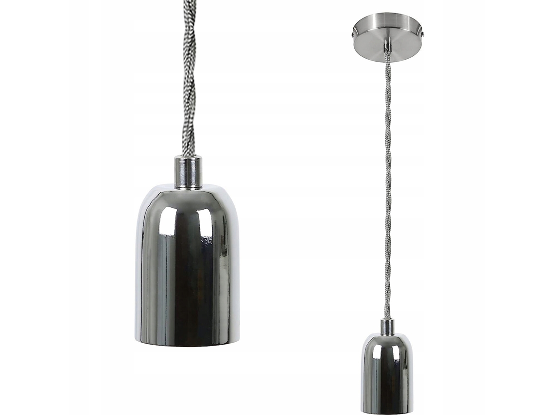 Prata Metal Pingente Luz Diam.10Cm Vintage E27 Tomada com Cabo Industrial Edison de 1 3M com Dossel de Montagem no Teto NETTLIFE