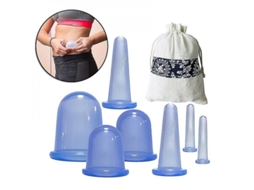 Conjunto de 7 Chupas de Silicone Nova Line para Massagem e Acupuntura com Saco (S/MARCA)