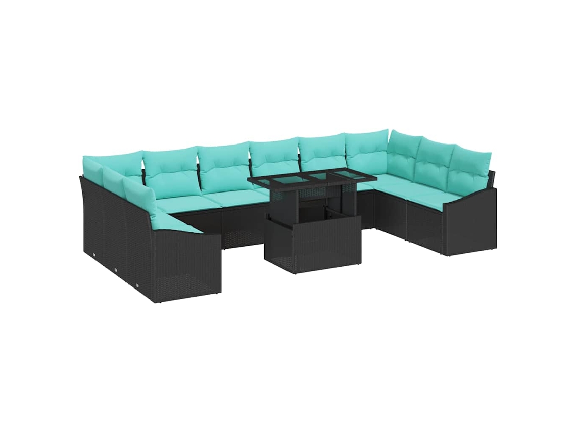 Maison Exclusive - Conjunto De Sofás 11 Unid. 10-número De Lugares Preto E Azul