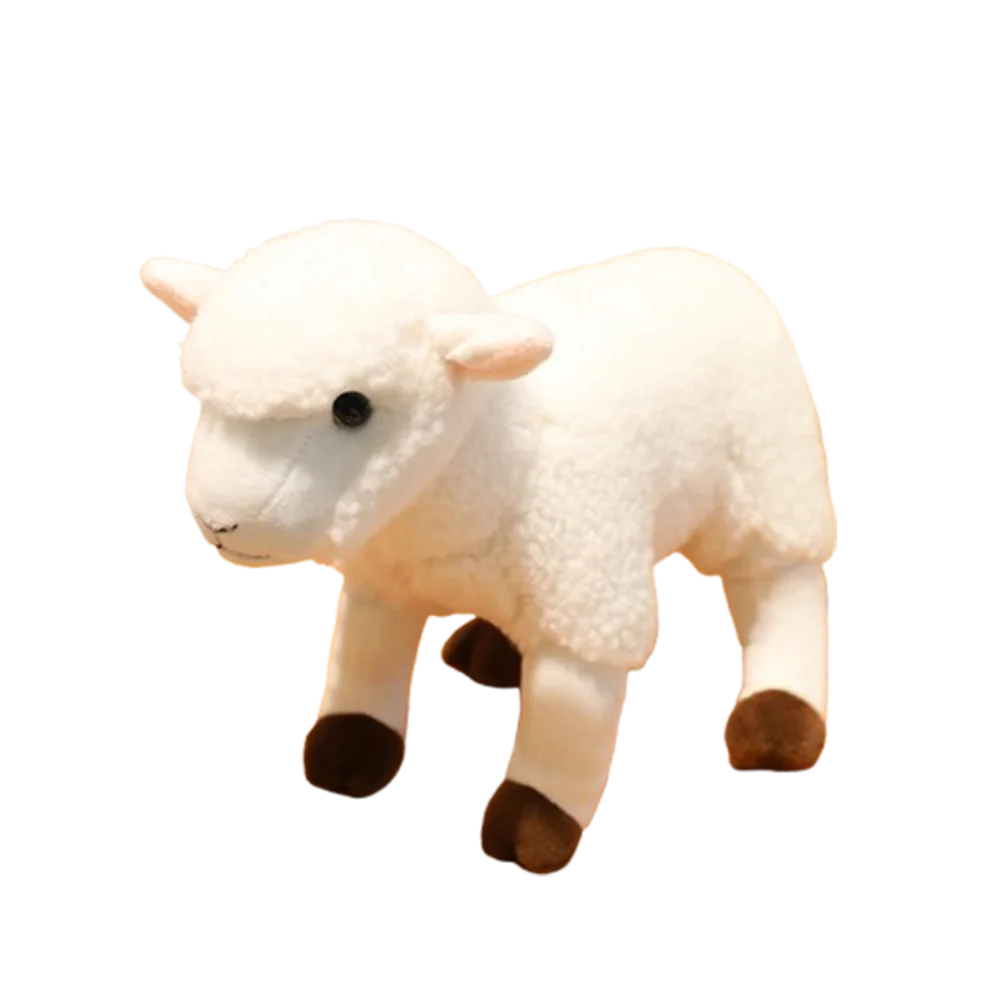 Ovelha Simulada de Algodão Pp e Lã de Cabra Branca, Animal de Pelúcia Macio MDUG (branco 18cm)