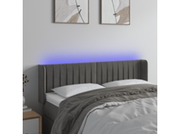 Cabeceira Camapainel De Cabeceira C/ Luzes Led Veludo 147x16x78/88cm Cinza Escuro Lovely Home