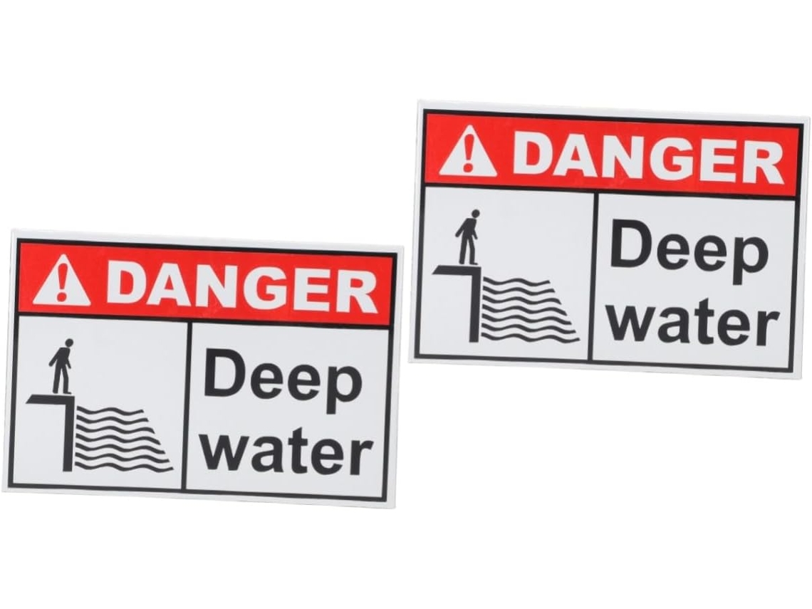 Conjunto de 2 Placas de Aviso para Lagoas, para Crianças e Adultos Construção Robusta SFUSHOS