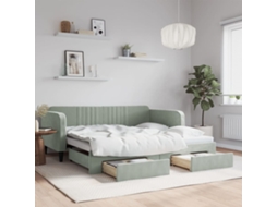 Vidaxl Sofá-cama C/ Gavetão E Gavetas 100x190 Cm Veludo Cinzento-claro