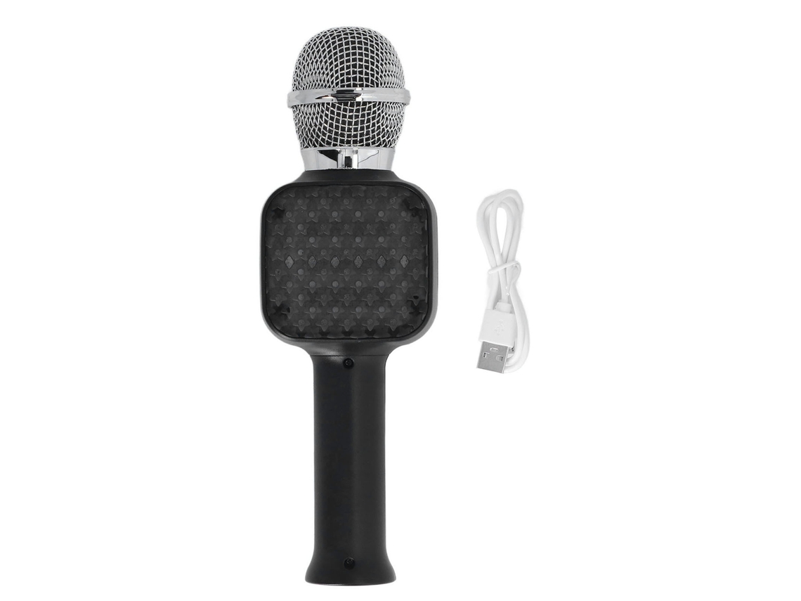 Microfone de karaokê Bluetooth portátil profissional para crianças, meninas e adultos - Preto