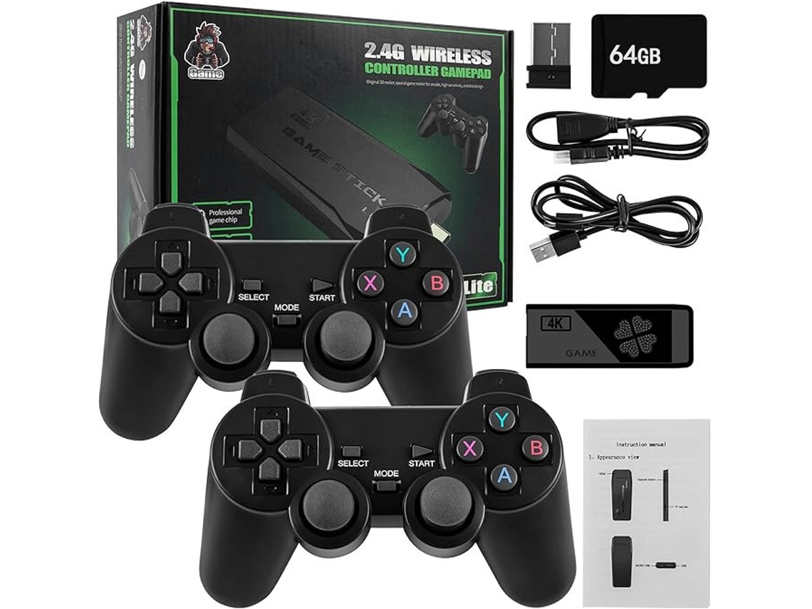 Mais De 20.000 Consoles De Jogos De Tv Retrô Hdmi 4k Com 2 Controles Sem Fio E Joystick 4k 100 Novo Brilvibera
