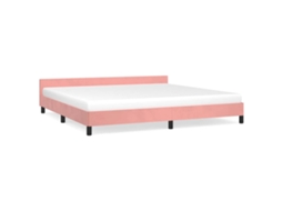Bed Frame With Headboard, Bed Frames With Headboard Vidaxl Cor-de-rosa Veludo (200 X 200 Cm)