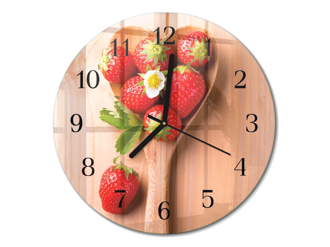 Relógio De Parede De Vidro Morango Espelharte (30 Cm)