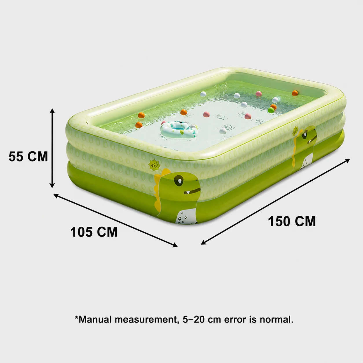 Piscina inflável (150x105x55cm), piscina removível para uso individual, piscina grande para festas em família, jogos grátis.