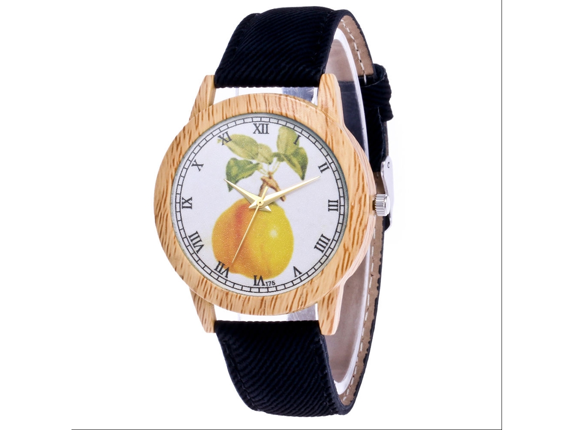 Reloj De Cuarzo Casual Con Correa De Jean Y Patrón De Frutas Trendy Zhoulianfa