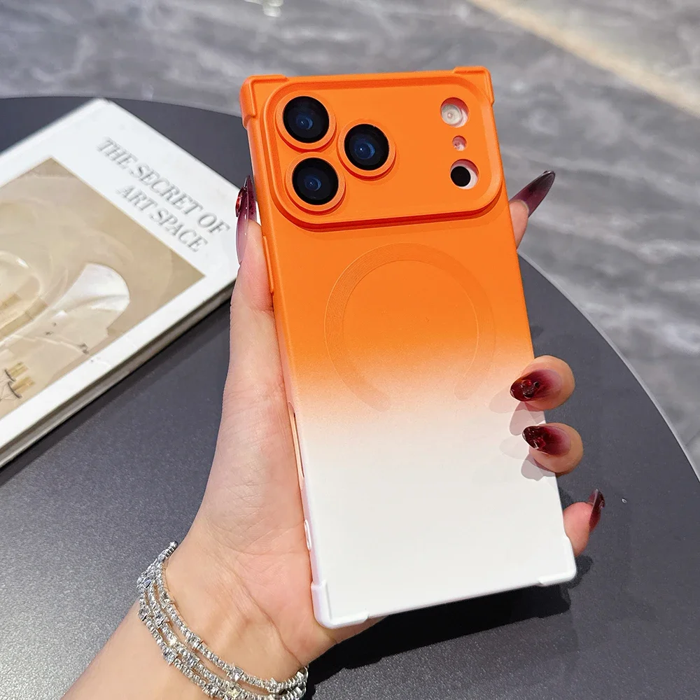 (orange 13) Capa Magnética Para Celular Com Carregamento Sem Fio, Resistente A Choques E Quedas, Protege A Câmera.