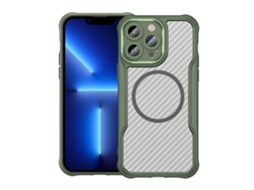 Capa Transparente Para Iphone 13 Pro - Textura De Fibra De Carbono - Magsafe