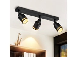 Nettlife Candeeiro De Teto Com Focos Preto Moderno 3 Pontos Metal Ajustável Gu10 Para Quarto E Sala De Jantar, 25 W, Para Sala, Quarto