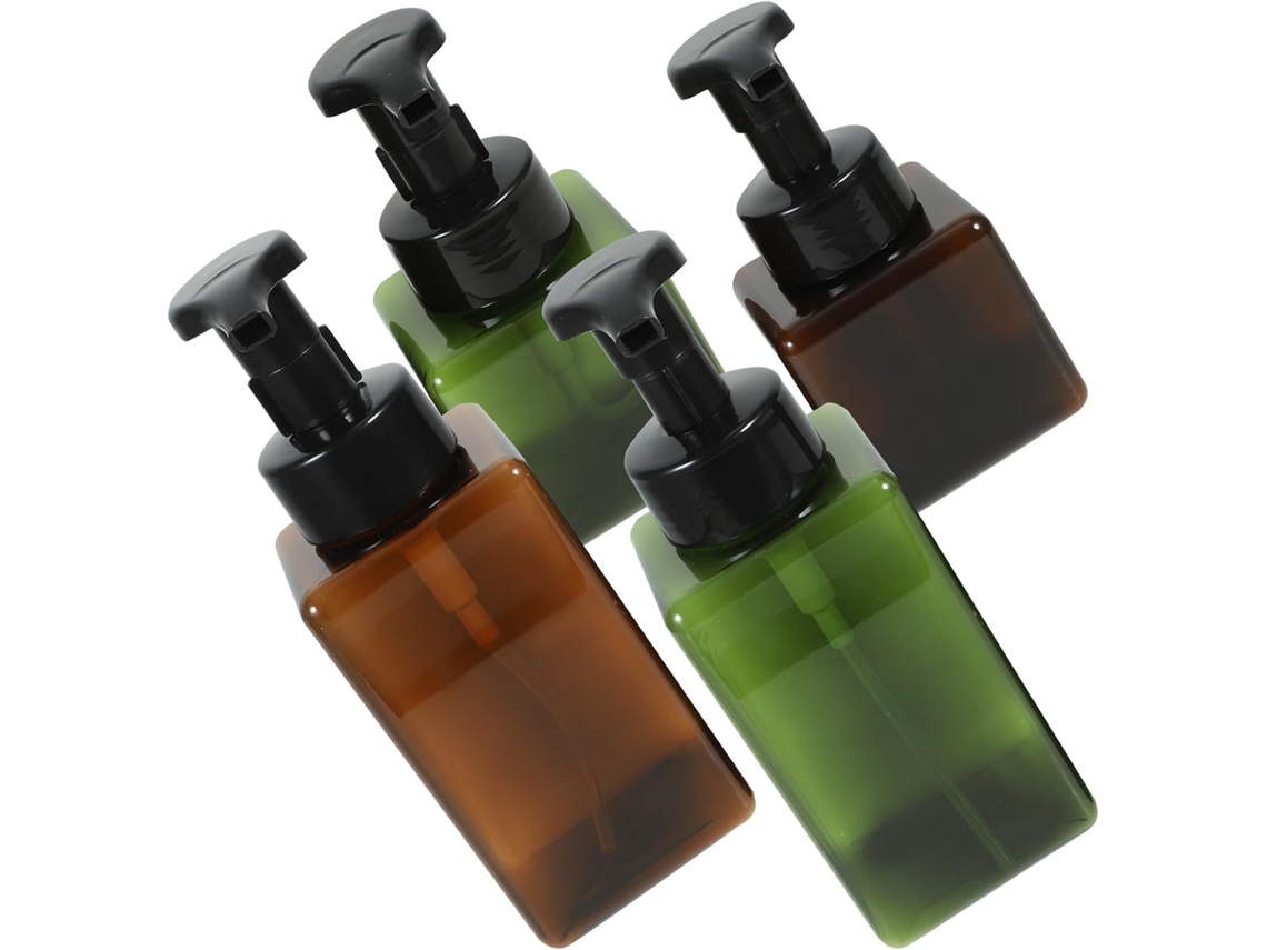 Conjunto De 4 Frascos Quadrados De Plástico Para Shampoo
