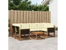 Vidaxl Conjunto De Sofás Para Exterior 7 Unid. Natural E Creme