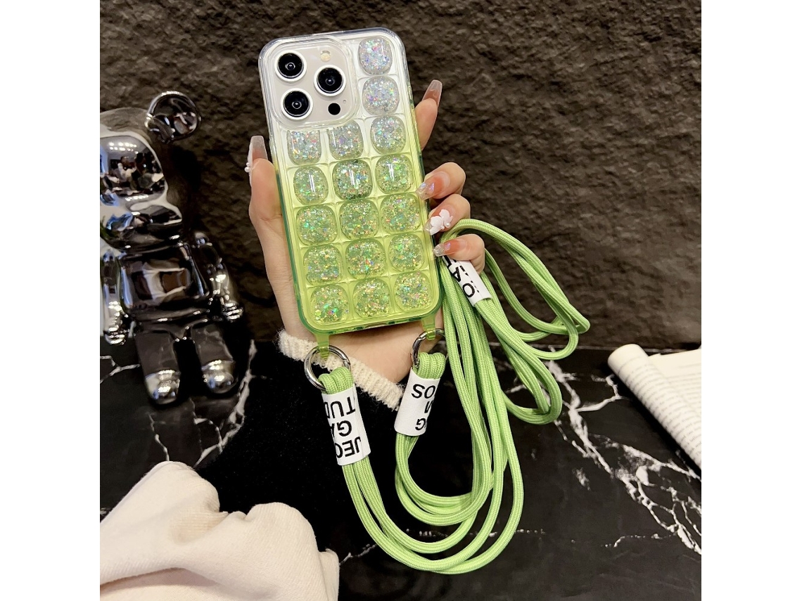 Correia Casa Para Iphone 15 Pro Pele Sintética Verde