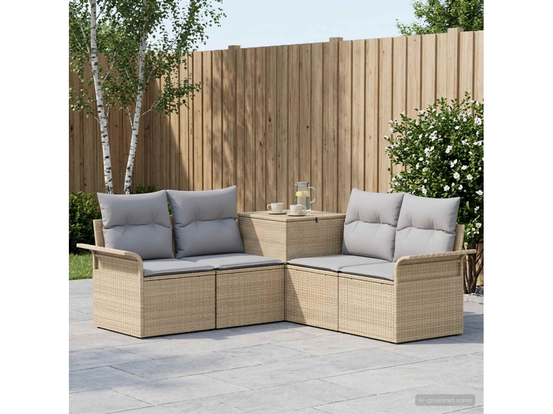 Vidaxl Conjunto De Sofás 5 Unid. Bege E Cinza Claro