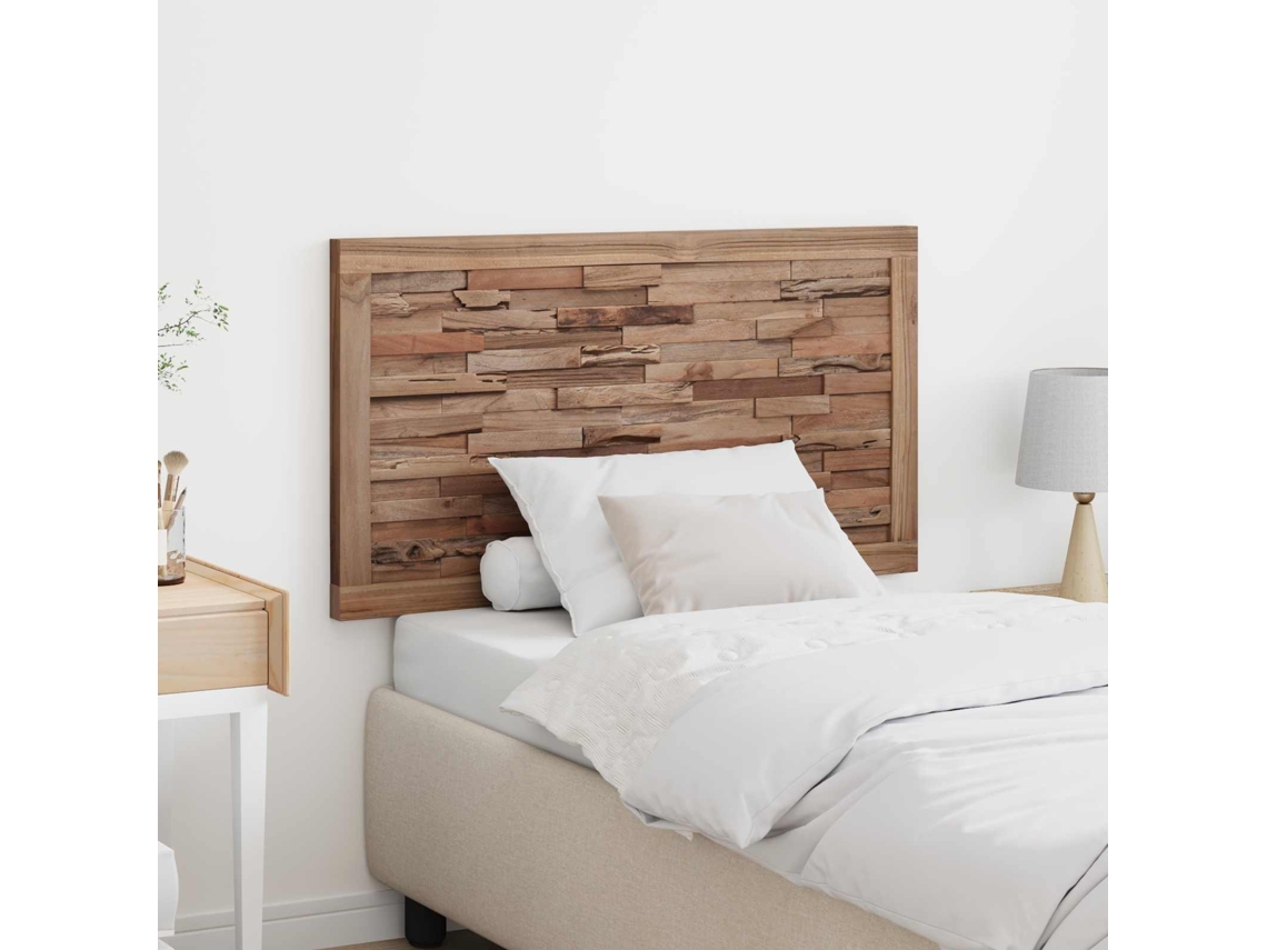 Vidaxl Cabeceira De Cama Natural Madeira De Teca Sólida