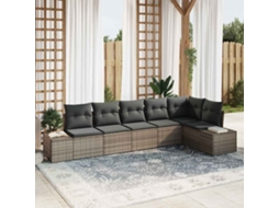 Vidaxl Conjunto de Sofá de Jardim 6 Pcs Cinzeto Vime Pe